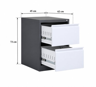 OW-020 Iron drawer organizer, 62×73×45 cm, 2 drawers, deep inside, pull-out design - Grey White product image 3