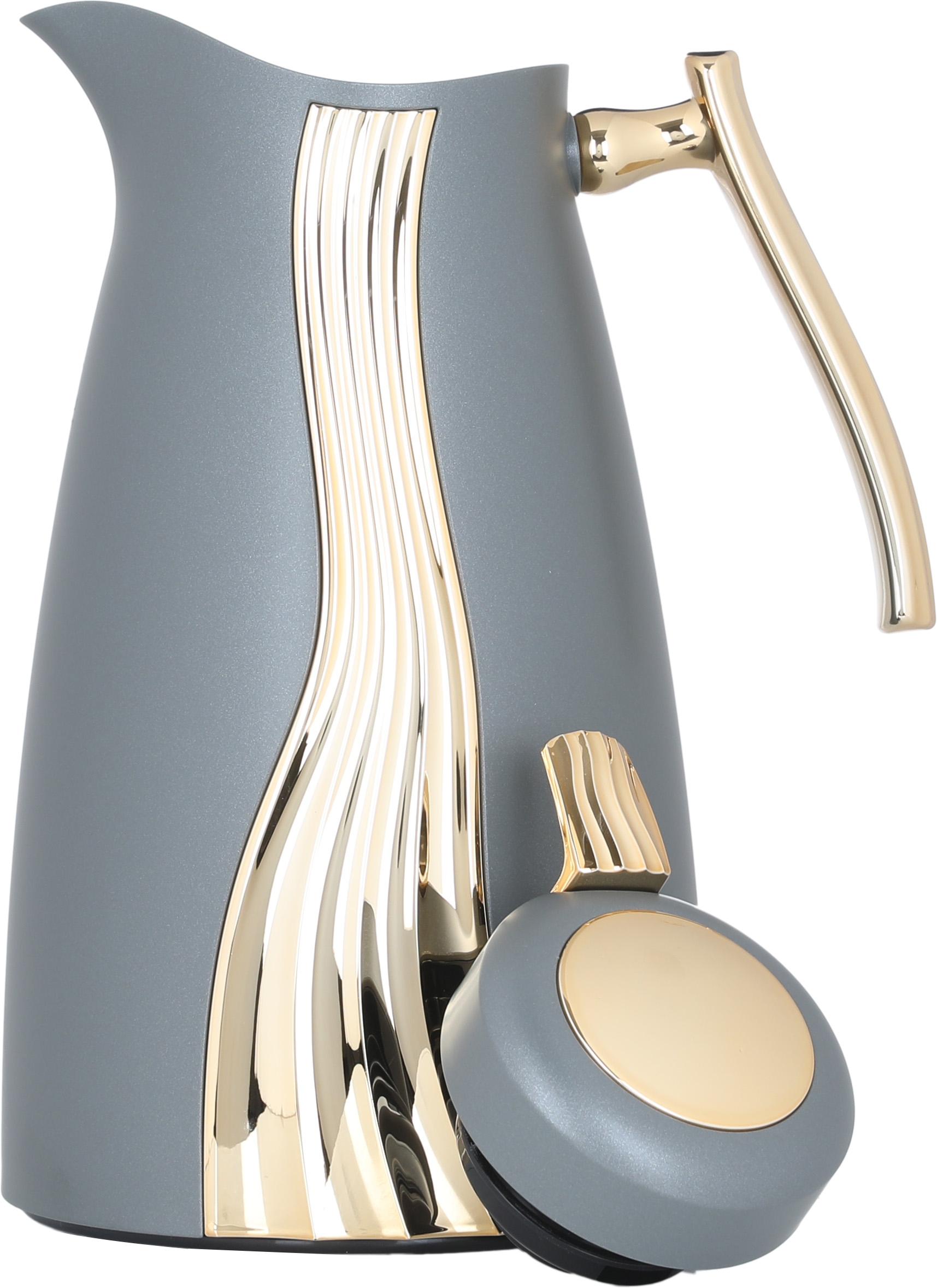 Al Saif Gallery Karma thermos set, 1 liter, thermal glass inner shell, plastic outer shell - dark gray product image 2
