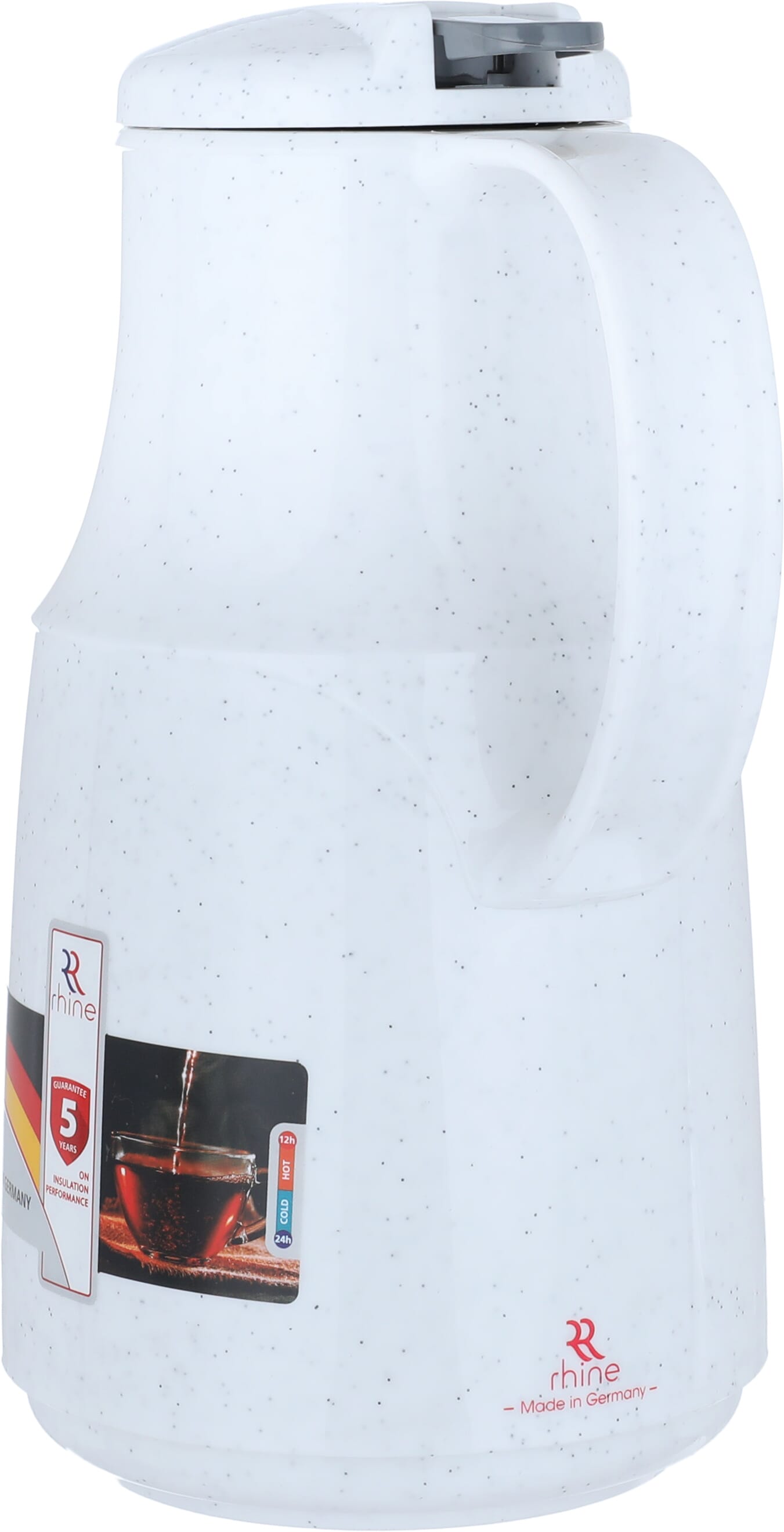 ترمس الراين، 1 لتر، ضغاط، حافظة داخلية زجاج حراري، هيكل خارجي بلاستيك - ابيض product image 3