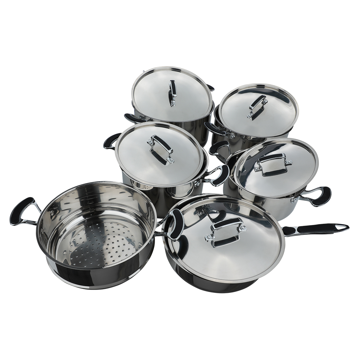 Rocky Steel Cookware Set, 11 Pieces, Silicone Handle - Silver product image