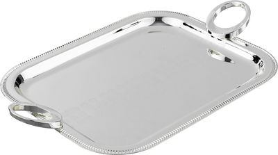 AlSaif Gallery 3-Piece Steel Tray set, Round Handle - Silver product image 2