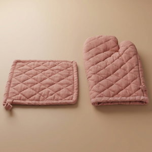 طقم قفاز + مساكة، قطن السيف غاليري، 20×20 سم ، 2 حبة - وردي product image