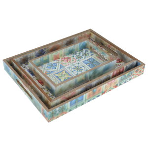 Alsaif gallery Saif Gallery Wooden Topper Set, 3 Pieces - Multi Color product image 2