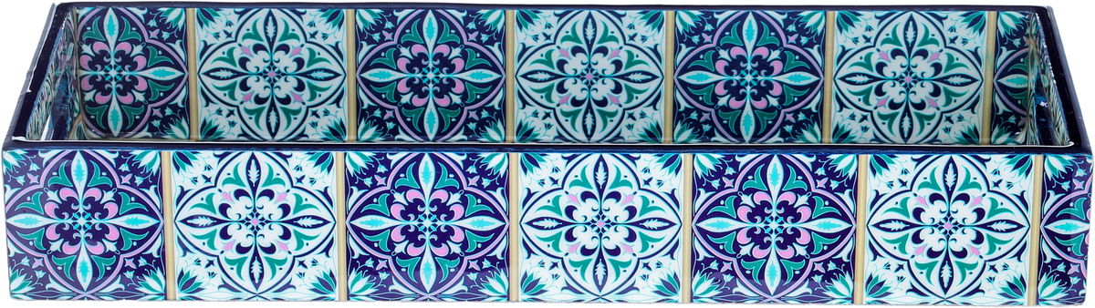 Al Saif Gallery wooden serving tofir, 13 x 5 x 2 cm, rectangle - blue product image 1
