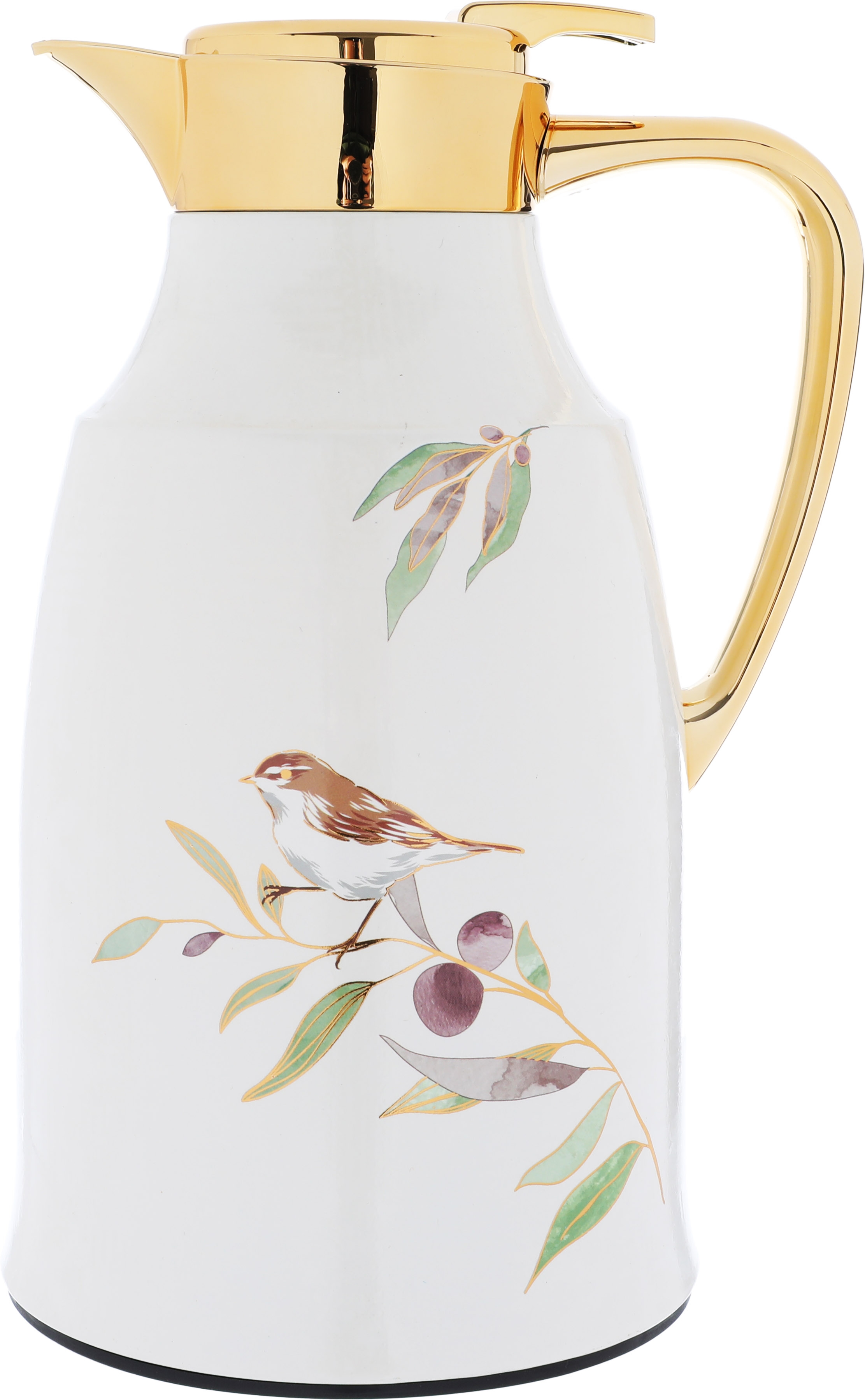 Al Saif Gallery Taghreed thermos set, 0.75/1 liter, two pieces, thermal glass inner shell, stainless steel outer shell - pearl product image 2