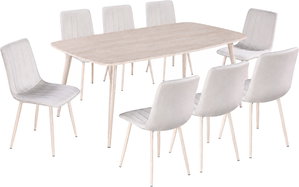 طاولة طعام خشب MDF مع 8 كراسي، 75×180×100 سم - بيج فاتح product image 2