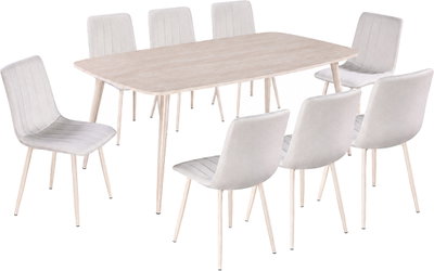 طاولة طعام خشب MDF مع 8 كراسي، 75×180×100 سم - بيج فاتح product image 2