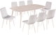 طاولة طعام خشب MDF مع 8 كراسي، 75×180×100 سم - بيج فاتح product image 2
