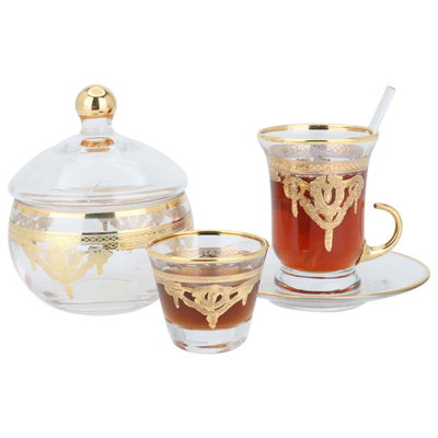 طقم كريستال السيف غاليري، تركي، نقش ذهبي، 75 قطعة - شفاف product image 1