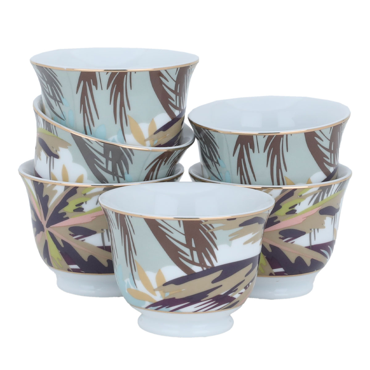 Al Saif Gallery Porcelain Arabic Coffee Cups Set, 12 Pieces - Multi Color product image