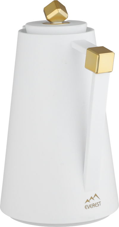 ترمس الماسة بلاستيك افريست، 1 لتر، حافظة داخلية زجاج، ضغاط - أبيض ذهبي product image 2