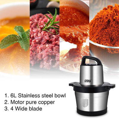 Winning Star ST-5560 Food Chopper, 6 Liters, 1000 Watts, Quad Blades - Silver Black product image 7