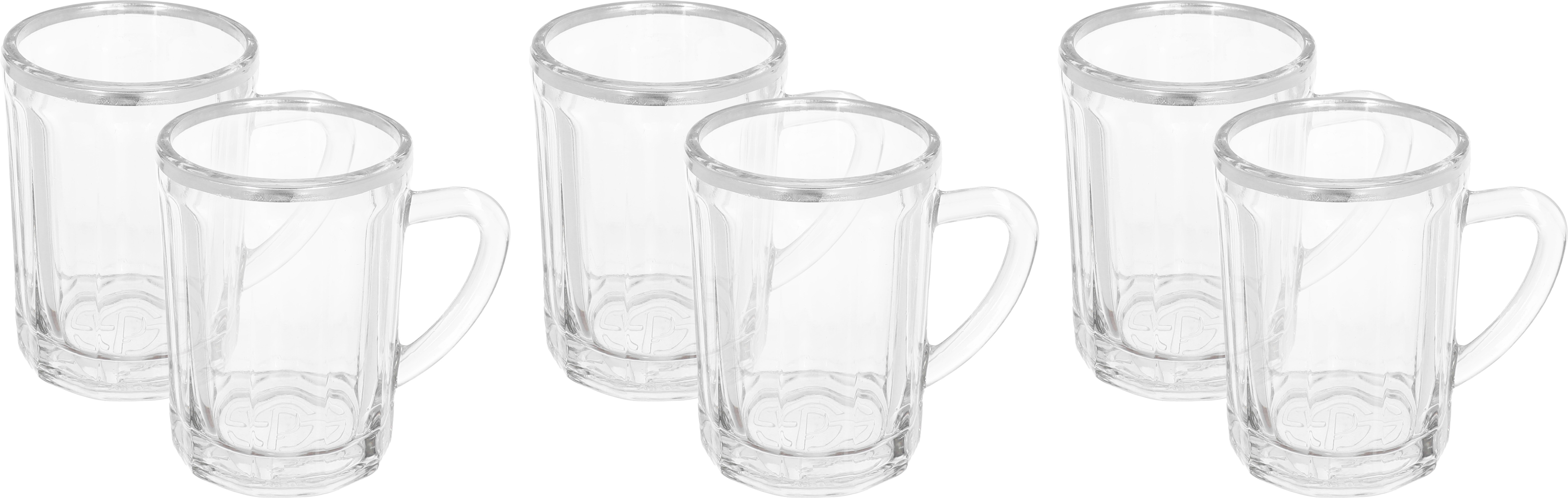 طقم بيالات بحافة فضي زجاج السيف بلص، 6 قطع، 88 مل - شفاف product image