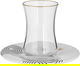 Al Saif Gallery glass teapot with porcelain saucer, two pieces, sun pattern - transparent and white product image 1