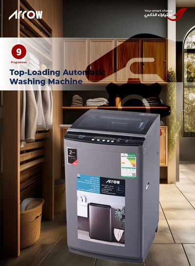 Arrow RO-11TLT Top Load Automatic Washing Machine, 10 kg, 9 Programs, Top Load - Dark Gray product image 5
