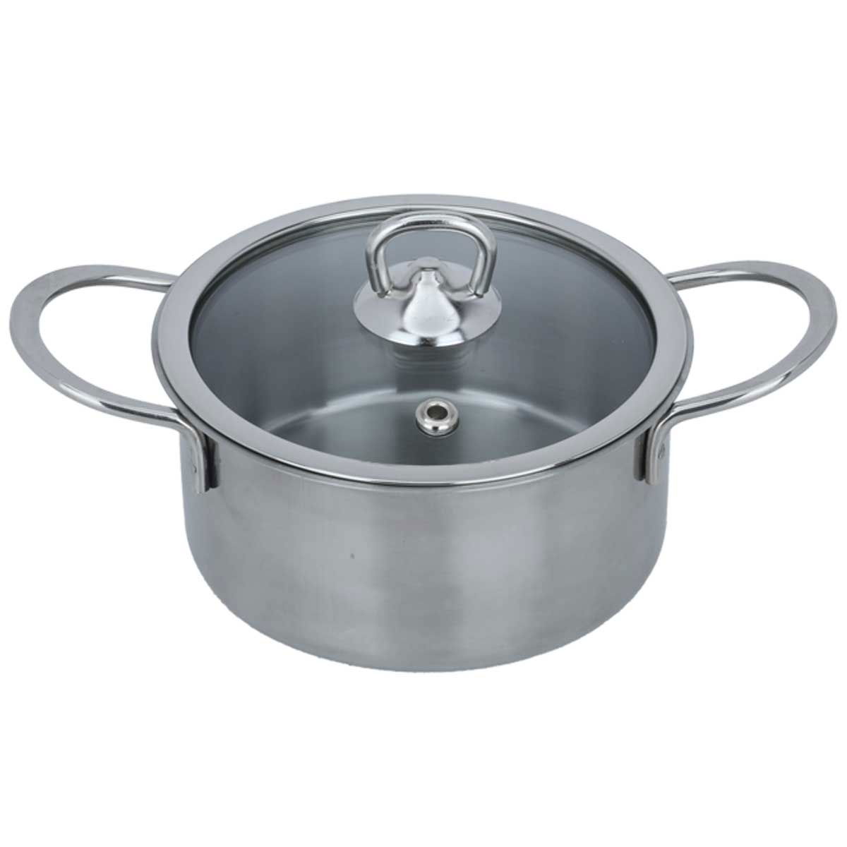 قدر استيل السيف غاليري، 12 سم، بغطاء زجاج - فضي product image 1