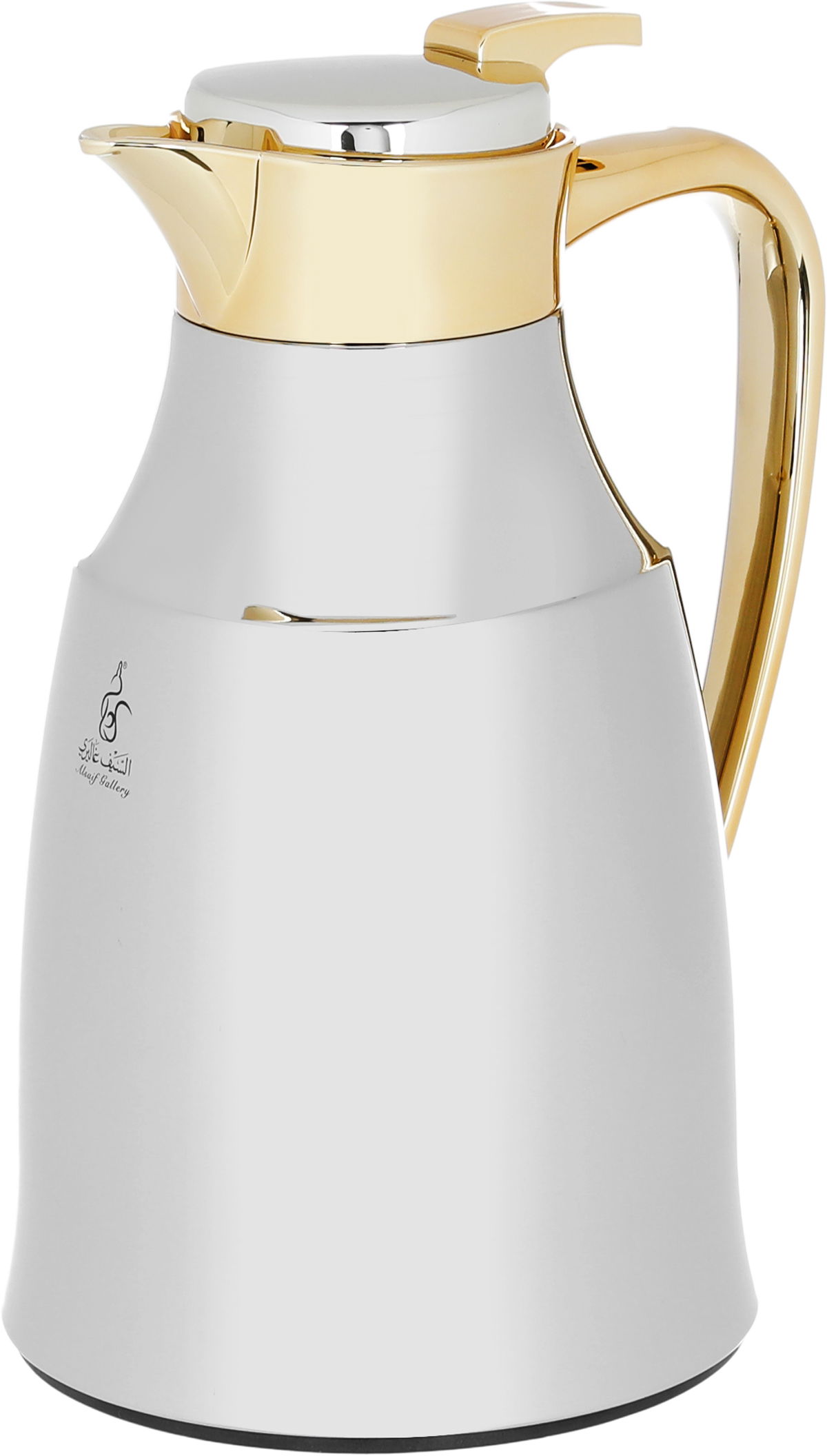 Al Saif Gallery Diriyah thermos, 1 liter, golden handle, thermal glass inner container, steel outer shell - silver product image 5
