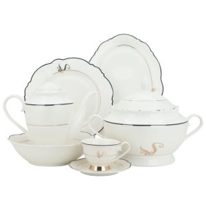 طقم سفرة بورسلان السيف غاليري، 65 قطعة - أبيض product image