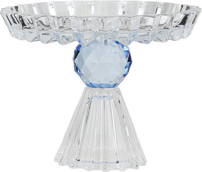 Al Saif Gallery Glass Dessert Serving Stand, Blue Base, 13.5x13.5x11 cm - Transparent product image 2