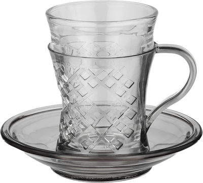 طقم بيالات مارية زجاج سيف بلص، 12 قطع - رمادي شفاف product image 2