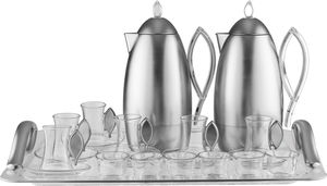 طقم ترامس العلا السيف غاليري، 21 قطعة، مع طوفرية، اكواب شاي و قهوة - فضي شفاف product image