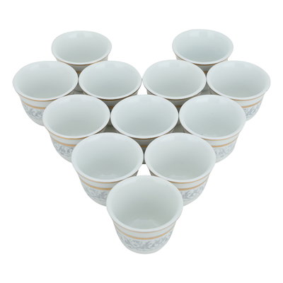 Al Saif Gallery Porcelain Arabic Coffee Cups Set, 12 Pieces - White Gray product image 2