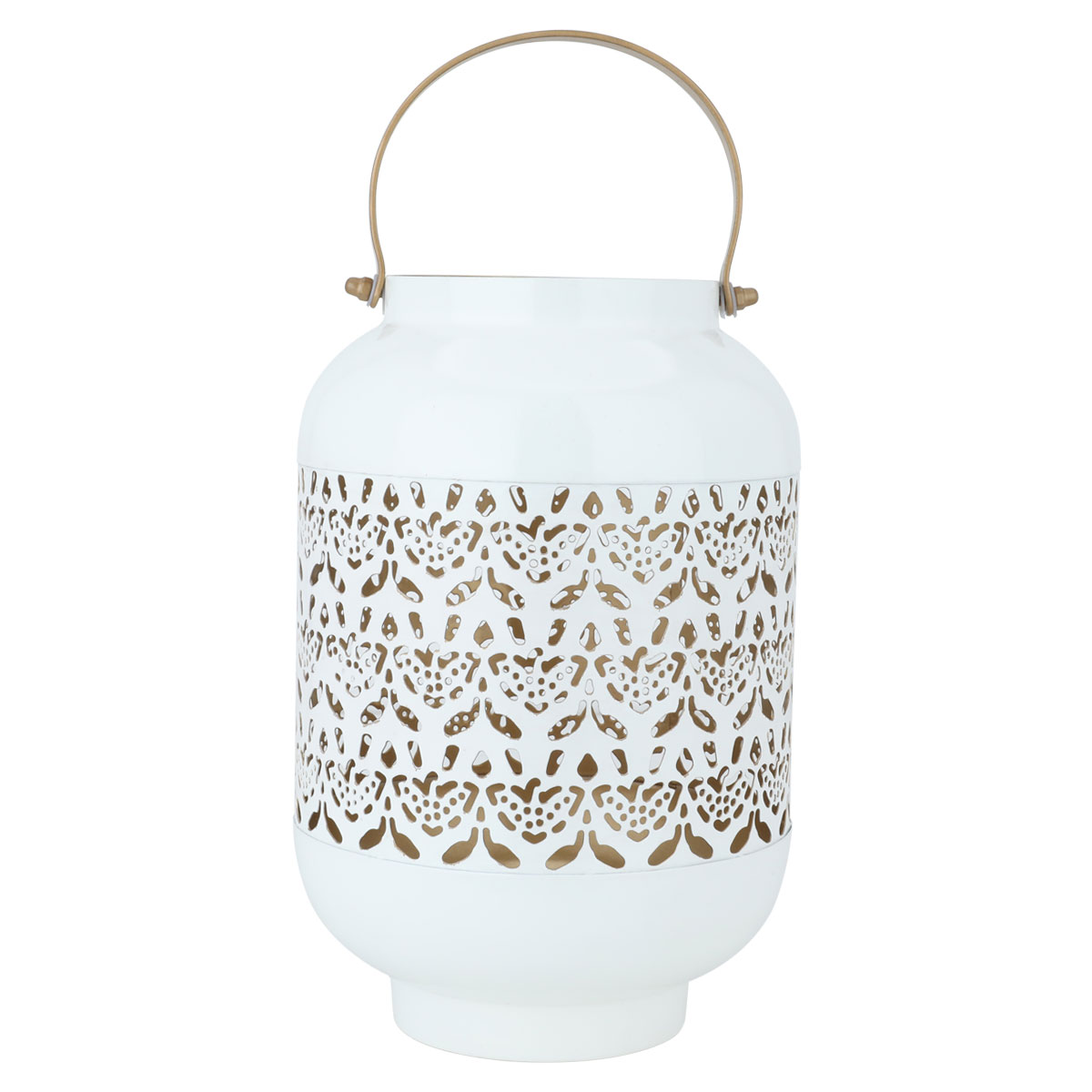 Al Saif Gallery steel candle holder with gold handle, 15 x 15 x 25 cm - white product image