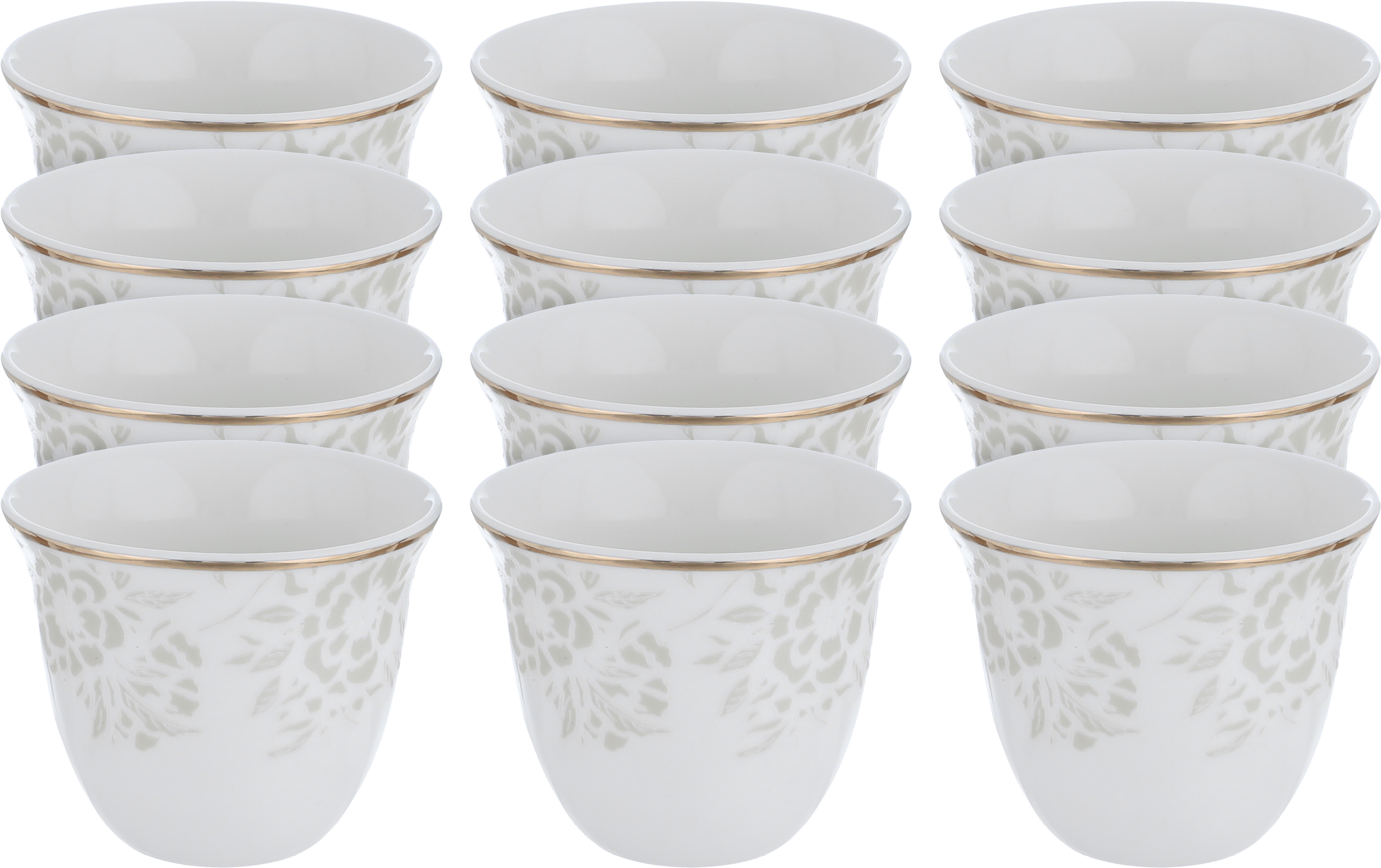 طقم فناجين قهوة عربي سعودي بورسلان السيف غاليري، 100 مل، 12 قطعة - أبيض product image