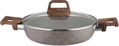 طقم قدور جرانيت روكي، 9 قطع، مسكة يد خشبي، غطاء زجاج - بني product image 9