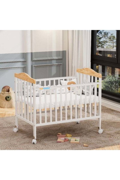 سرير اطفال خشب الصنوبر فان مومنت، 100×60 سم، مع ناموسية - خشبي ابيض product image 5