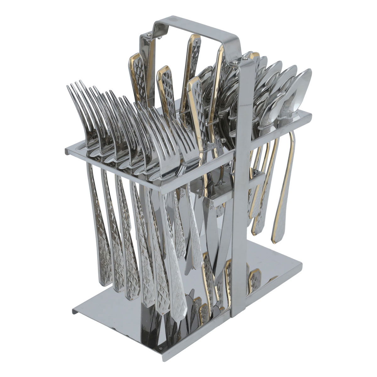Al Saif Gallery steel spoon set, with stand, 30 pieces - silver product image 2