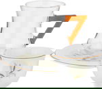 طقم تقديم شاي وقهوة زجاج وبورسلان السيف غاليري، 18 قطعة، يد برتقالي - شفاف أبيض product image 2