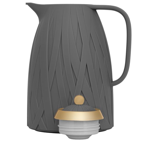 Everest Acacia Thermos, 1 liter, thermal glass inner shell, plastic outer shell, golden lid - dark gray product image 2