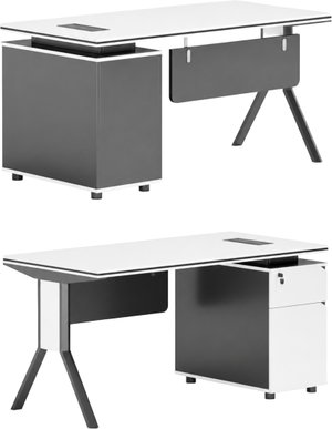 مكتب إداري مودرن خشب MDF، 120x60x75 سم - ابيض رمادي product image