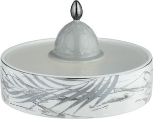 تمرية بغطاء بورسلان السيف غاليري، 18x18x5 سم، غطاء اكرليك، دائري - أبيض رمادي product image