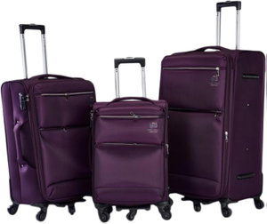 طقم شنط سفر قماش ليمرا، 3 مقاسات، 4 عجلات، حركة بزاوية 360 درجة، LMA-1003-1 - بنفسجي product image