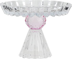 ستاند تقديم حلا زجاج السيف غاليري، قاعدة وردي، 13.5x13.5x11 سم - شفاف product image 2