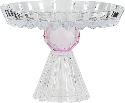 ستاند تقديم حلا زجاج السيف غاليري، قاعدة وردي، 13.5x13.5x11 سم - شفاف product image 2