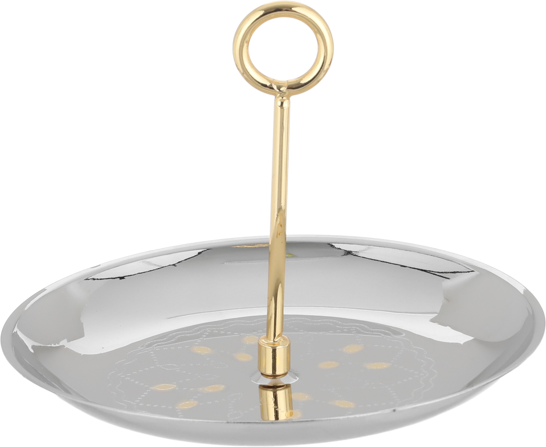 Al Jahwary Steel Nut Dish, 17 x 17 x 10 cm - Silver Gold product image 1