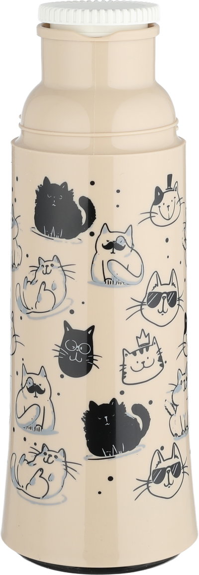 ترمس هيليوز، 0.75 لتر, خامة داخلية زجاج، نقش قطة - بيج اسود product image 3