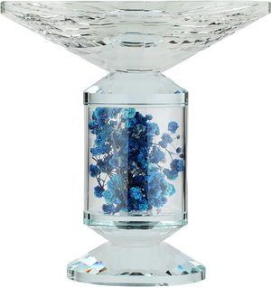 Al Saif Gallery Glass Serving Stand, Decorated With Blue Flowers, Round, 15X15X16 Cm - Clear product image 2