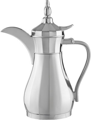 Al Saif Gallery Suleiman Thermos Dallah shape 1 liter, steel inner container, steel outer shell - silver product image