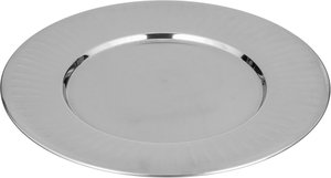 Elsahaah Stainless Steel Serving Tray, 40 cm, Round Embossed Design - Silver product image