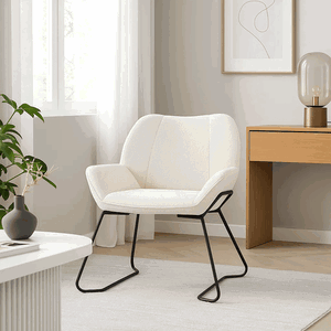 كرسي مودرن معدن، 80×65×55 سم، قماش بوكليه واسفنج - بيج product image 2