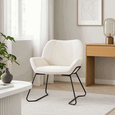 كرسي مودرن معدن، 80×65×55 سم، قماش بوكليه واسفنج - بيج product image 2