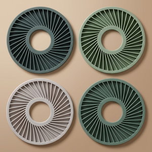 Al Saif Gallery Sword Silicone Coaster, 9.5 cm, 4 Pack - White Green product image
