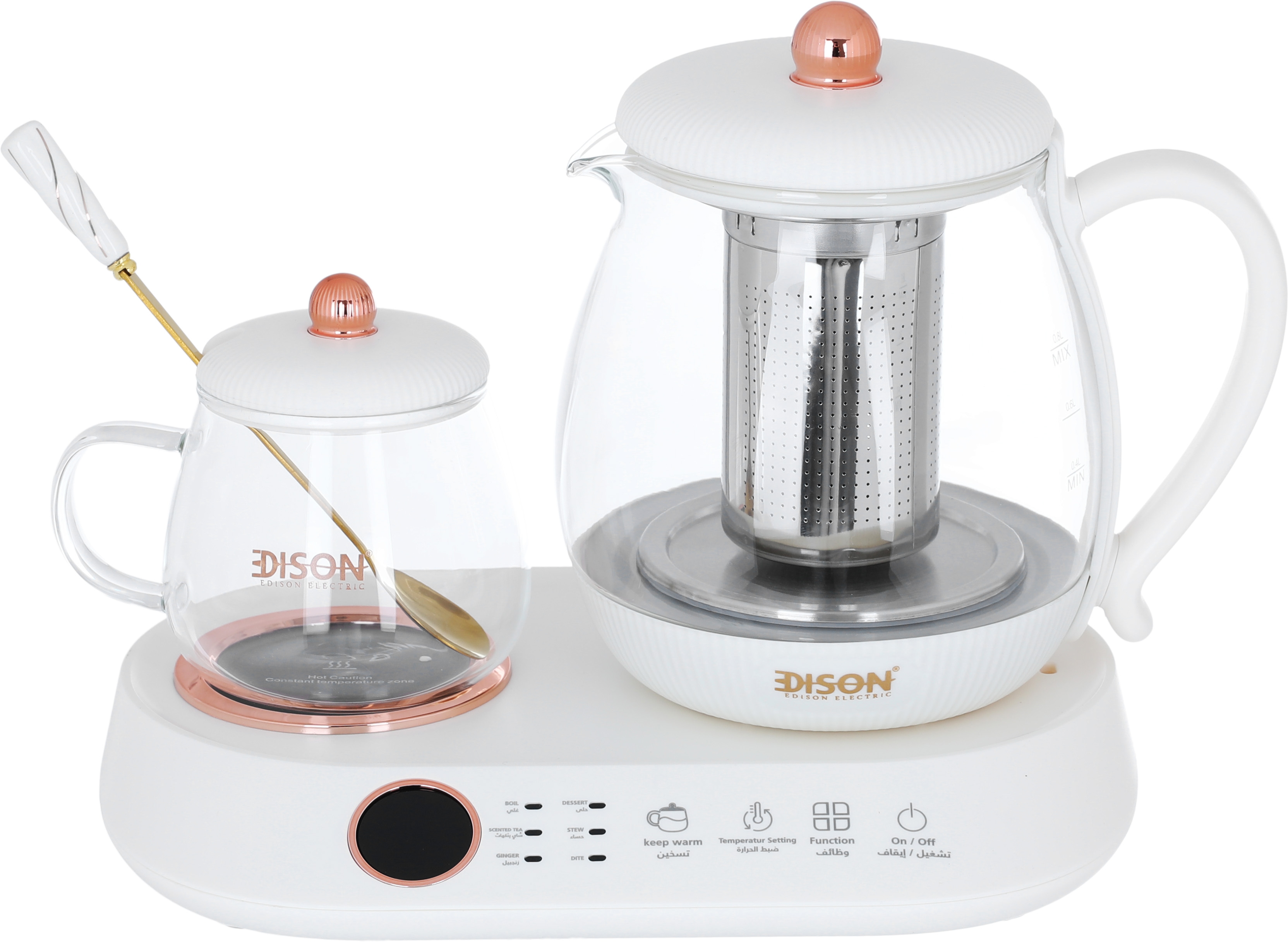 طقم محضر شاي إديسون، 600 واط، 1 لتر، 4 قطع - ابيض product image