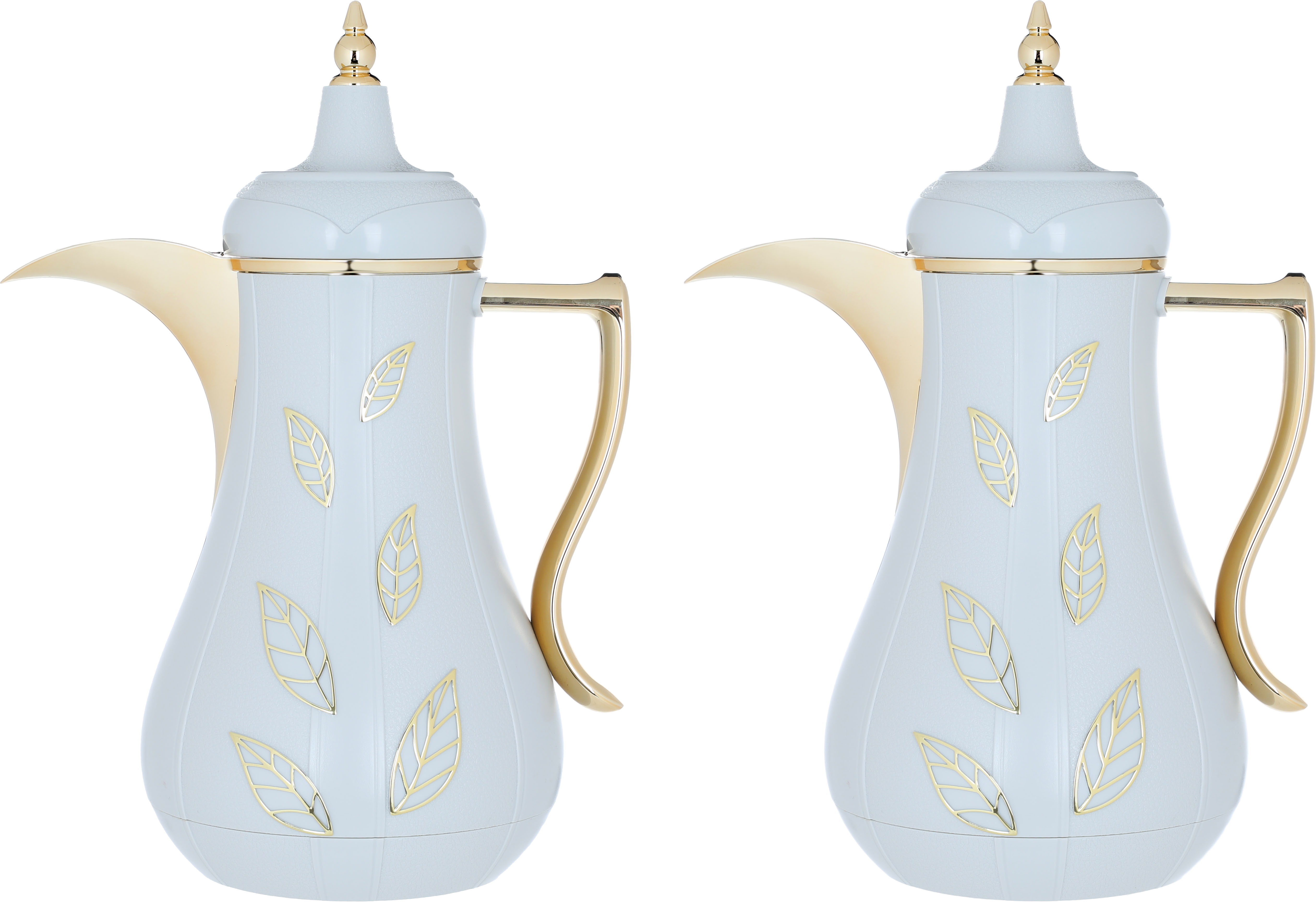 Al Saif Gallery Salma thermos set, 1 liter, 2 pieces, thermal glass inner shell, plastic outer shell - light gray product image