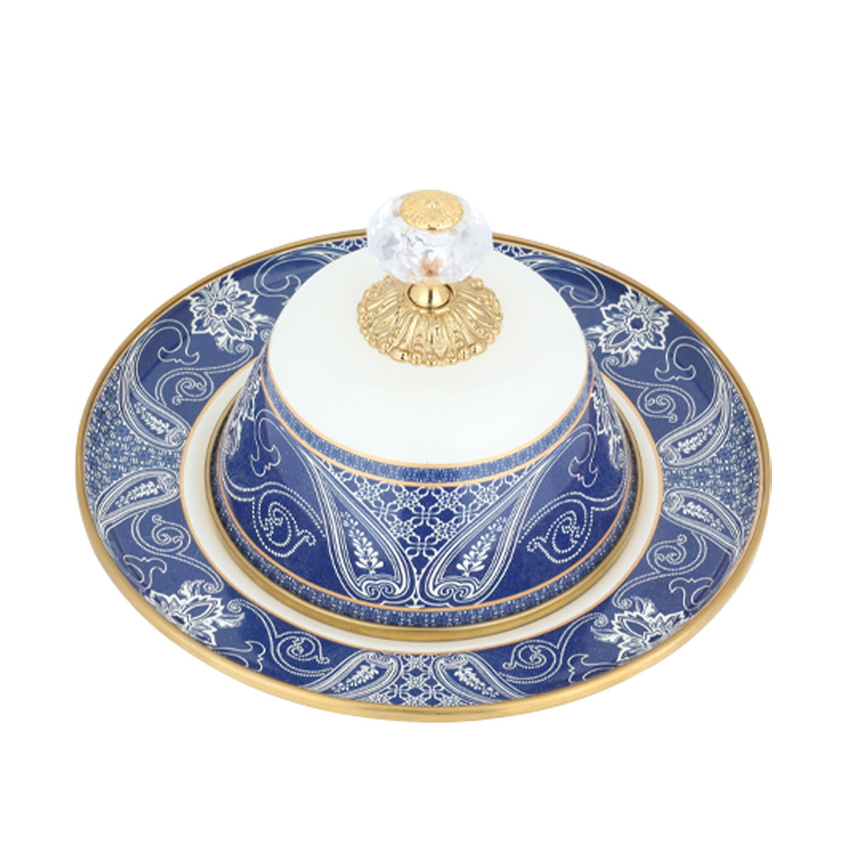 Al Saif Gallery porcelain plate, engraved, circular - blue product image