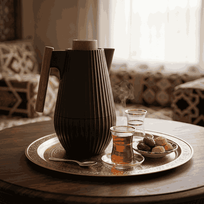 ترمس ليار السيف غاليري، 1 لتر، حافظة داخلية زجاج، يد خشبي، ضغاط - اسود product image 2